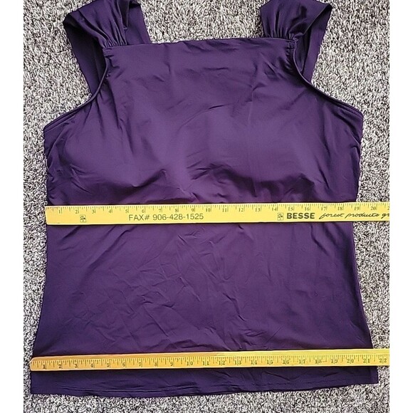 Lands' End Swim Top Purple 18D Tankini XL Solid Padded Shelf Bra Solid S412 - Picture 5 of 7